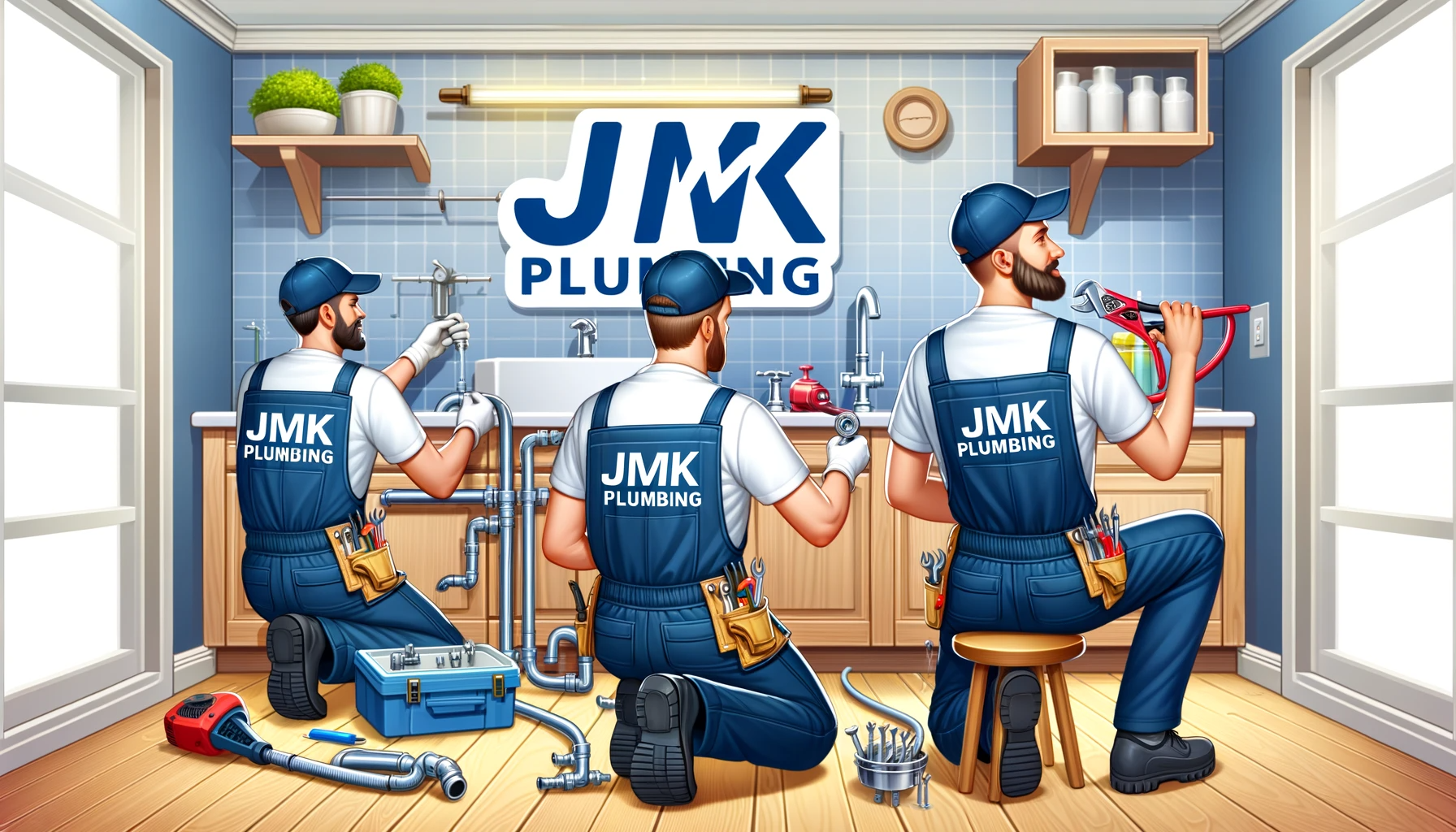the JMK Plumbing team providing a plumbing service